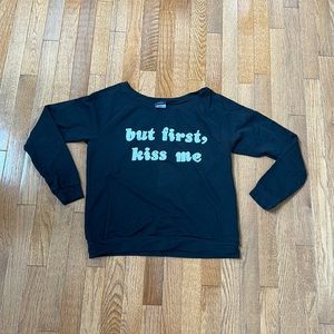 Bust first kiss me slouchy black sweater